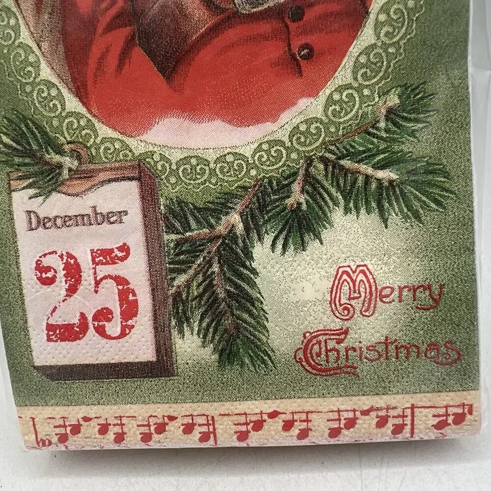 32 Gibson Old World Santa December 25 Christmas Napkins Green Red NEW